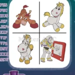 Toy Story - Bullseye Horse And Buzz Lightyear With Etch A Sketch - Woody'S Roundup Gang And Space Ranger - Filled Embroidery Design - Instant Download