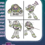 Toy Story - Buzz Lightyear Space Ranger Hero - Posing With Laser And Name Tag - Pixar Character - Filled Embroidery Design - Instant Download