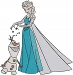 Frozen Elsa Anna Olaf Snowman Kristoff And Pabbie The Troll King Scenes - Filled Embroidery Design - 3064