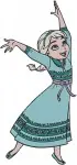 Frozen Young Elsa And Anna Playing With Ice Magic And Sisterly Fun Poses - Filled Embroidery Design - 3075