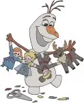 Frozen Oaken Shopkeeper Olaf Snowman Sunbathing And Various Funny Poses - Filled Embroidery Design - 3084