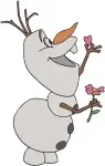 Frozen Olaf Snowman With Flower Bird On Head And Happy Expressive Faces - Filled Embroidery Design - 3095