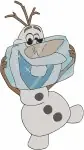 Frozen Olaf Snowman With Flower Bird On Head And Happy Expressive Faces - Filled Embroidery Design - 3096