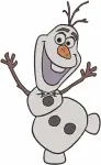 Frozen Olaf Snowman With Flower Bird On Head And Happy Expressive Faces - Filled Embroidery Design - 3097