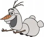 Frozen Olaf Snowman With Flower Bird On Head And Happy Expressive Faces - Filled Embroidery Design - 3098