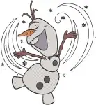 Frozen Olaf Snowman Dizzy With Flowers And Plants Sprouting From Head Fun - Filled Embroidery Design - 3103