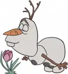 Frozen Olaf Snowman Dizzy With Flowers And Plants Sprouting From Head Fun - Filled Embroidery Design - 3105
