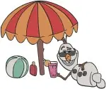 Frozen Olaf Snowman Bee On Nose Summer Dream With Umbrella And Various Poses - Filled Embroidery Design - 3110
