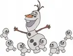 Frozen Olaf Snowman And Snowgies Playing And Posing Together Cute Winter Fun - Filled Embroidery Design - 3115