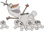Frozen Olaf Snowman And Snowgies Playing And Posing Together Cute Winter Fun - Filled Embroidery Design - 3116