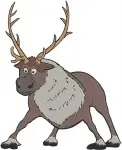 Frozen Sven Reindeer With Kristoff Pulling Sled And Various Action Poses - Filled Embroidery Design - 3123