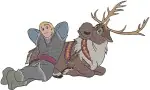 Frozen Sven Reindeer With Kristoff Pulling Sled And Various Action Poses - Filled Embroidery Design - 3125