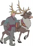 Frozen Sven Reindeer With Kristoff Pulling Sled And Various Action Poses - Filled Embroidery Design - 3126