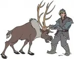 Frozen Sven Reindeer And Kristoff Ice Harvester Team Various Poses Together - Filled Embroidery Design - 3127
