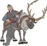 Frozen Sven Reindeer And Kristoff Ice Harvester Team Various Poses Together - Filled Embroidery Design - 3128