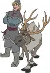 Frozen Sven Reindeer And Kristoff Ice Harvester Team Various Poses Together - Filled Embroidery Design - 3129