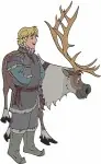 Frozen Sven Reindeer And Kristoff Ice Harvester Team Various Poses Together - Filled Embroidery Design - 3130