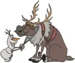 Frozen Sven Reindeer With Kristoff Olaf And Bulda The Troll Group Scenes - Filled Embroidery Design - 3132