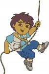Go Diego Go Diego Marquez Action Poses With Rope Binoculars And Baby Jaguar - Filled Embroidery Design - 3141