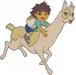 Go Diego Go Diego Alicia Marquez Sloth And Llama Adventure Characters - Filled Embroidery Design - 3144