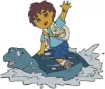 Go Diego Go Diego On Turtle Rescue Pack Penguin And Sea Turtle Animals - Filled Embroidery Design - 3146
