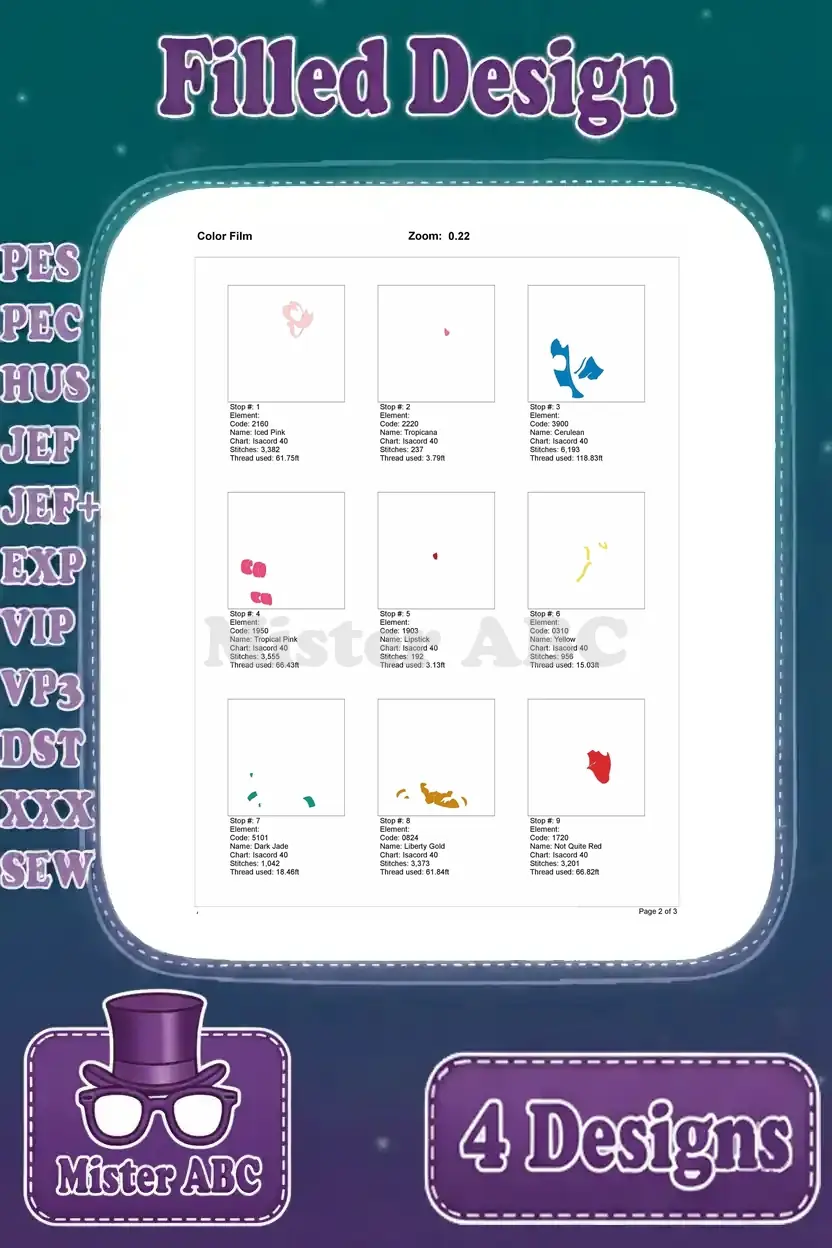 First part of the color film breakdown for the third Max Goof embroidery, showing initial stitching layers.