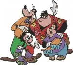 Goofy And Max Goof - Goofy Friends Group - Pete - Classic Disney Goof Troop Characters Set - Filled Embroidery Design - 3166