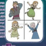Frozen Kristoff Anna Young Anna And Young Elsa Character Poses And Interactions - Filled Embroidery Design - Instant Download