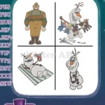 Frozen Oaken Shopkeeper Olaf Snowman Sunbathing And Various Funny Poses - Filled Embroidery Design - Instant Download
