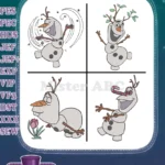 Frozen Olaf Snowman Dizzy With Flowers And Plants Sprouting From Head Fun - Filled Embroidery Design - Instant Download