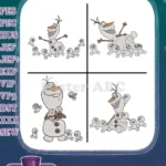 Frozen Olaf Snowman And Snowgies Playing And Posing Together Cute Winter Fun - Filled Embroidery Design - Instant Download