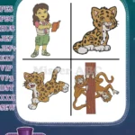 Go Diego Go Diego Marquez Baby Jaguar And Boots The Monkey Animal Rescue - Filled Embroidery Design - Instant Download