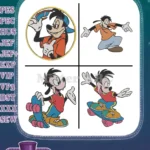 Goofy And Max Goof - Father Son Duo - Skateboard Fun And Classic Goofy Portrait - Disney Characters - Filled Embroidery Design - Instant Download