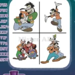 Goofy And Max Goof - Goofy Friends Group - Pete - Classic Disney Goof Troop Characters Set - Filled Embroidery Design - Instant Download