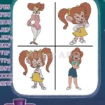 Goof Troop - Peg Pete Wife Of Pete - Pistol Pete Daughter - Family Fashion Poses - Disney Coon - Filled Embroidery Design - Instant Download