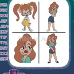 Goof Troop - Peg Pete And Pistol Pete - Mother Daughter Duo - Stylish Poses - Disney Character - Filled Embroidery Design - Instant Download