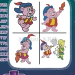 Yakari And Friends - Yakari With Tomahawk And Flute - Little Thunder - Rainbow The Beaver - Nature Pals - Filled Embroidery Design - Instant Download