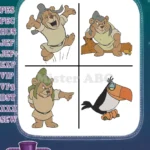 Adventures Of The Gummi Bears - Gruffi Gummi - Tummi Gummi - ie Deco The Toucan - Forest Folk - Filled Embroidery Design - Instant Download