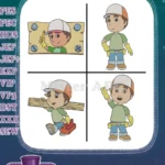 Handy Manny Garcia - Young Handyman With Tools - Construction Worker Kid - Preschool Coon - Filled Embroidery Design - Instant Download