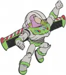 Toy Story - Buzz Lightyear With Wings Extended - Flying And Action Poses - Space Adventure Hero - Filled Embroidery Design - 8621