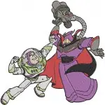 Toy Story - Buzz Lightyear With Bullseye Rex And Alien - Zurg Battle Doll - Pixar Characters Group - Filled Embroidery Design - 8627