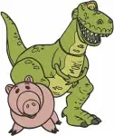 Toy Story - Jessie Cowgirl And Hamm Riding Rex Dinosaur - Playful Friends Action - Pixar Toys - Filled Embroidery Design - 8642