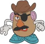 Toy Story - Mr Potato Head Pirate And Alien - Mrs Potato Head Nurse - Cone Hat Toy - Pixar Fun - Filled Embroidery Design - 8662