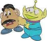 Toy Story - Mr Potato Head Pirate And Alien - Mrs Potato Head Nurse - Cone Hat Toy - Pixar Fun - Filled Embroidery Design - 8664