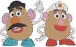 Toy Story - Mr Potato Head Pirate And Alien - Mrs Potato Head Nurse - Cone Hat Toy - Pixar Fun - Filled Embroidery Design - 8665