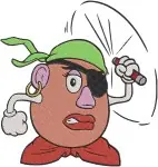 Toy Story - Mr Potato Head With Rex And Turtle Cone - Funny Green Army Man - Pixar Characters - Filled Embroidery Design - 8667