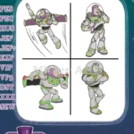 Toy Story - Buzz Lightyear Flying And Standing Poses - Space Ranger Ready For Action - Pixar Hero - Filled Embroidery Design - Instant Download