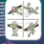 Toy Story - Buzz Lightyear With Wings Extended - Flying And Action Poses - Space Adventure Hero - Filled Embroidery Design - Instant Download