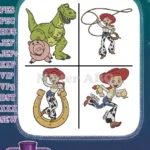 Toy Story - Jessie Cowgirl And Hamm Riding Rex Dinosaur - Playful Friends Action - Pixar Toys - Filled Embroidery Design - Instant Download