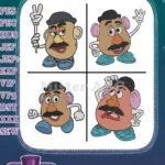 Toy Story - Mr Potato Head With Removable Ps - Funny Expressions And Poses - Pixar Toy - Filled Embroidery Design - Instant Download